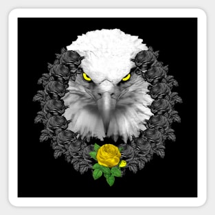 Eagle Yellow Rose Wreath Sticker